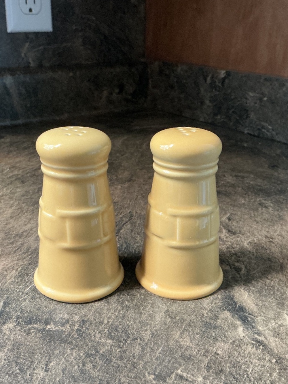 Longaberger Pottery Salt and Pepper Shakers - Butternut